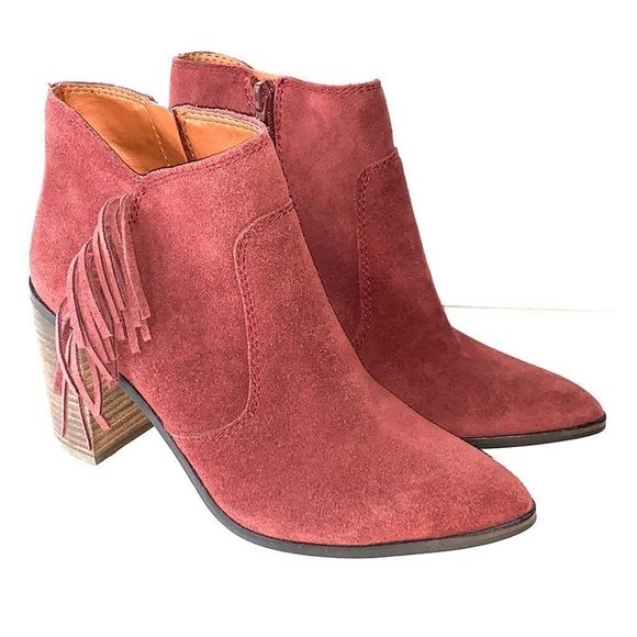 Lucky Brand Fringed Mercerr Suede Ankle Boots - Picture 1 of 6
